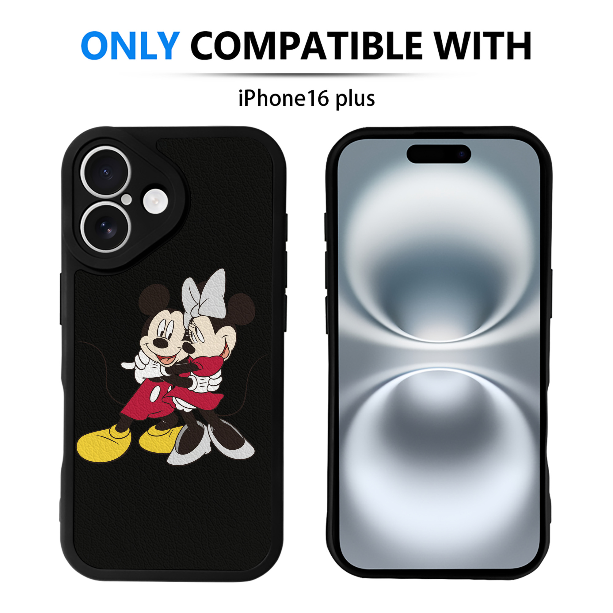 （画像用） ミッキーマウス Mickey Mouse 【iPhone 16シリーズ対応】シリコンスマホケース（レザー調） 材質：シリコン